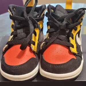 Jordan Kids Black, Red, and Yellow Sneakers